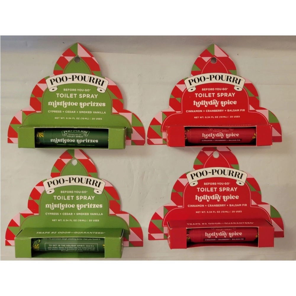 4x Poo-Pourri Go On The Go Holiday Scents Travel Toilet Spray Hollyday Mistletoe